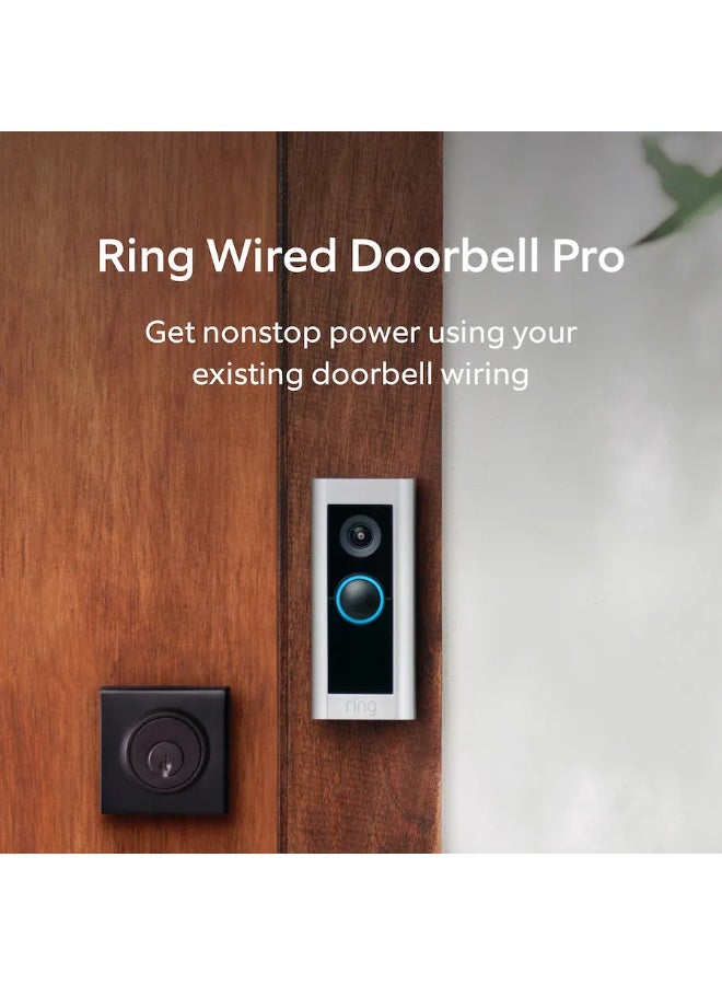 Ring Wired Doorbell Pro Smart WiFi Video Doorbell, Satin Nickel - Image 2